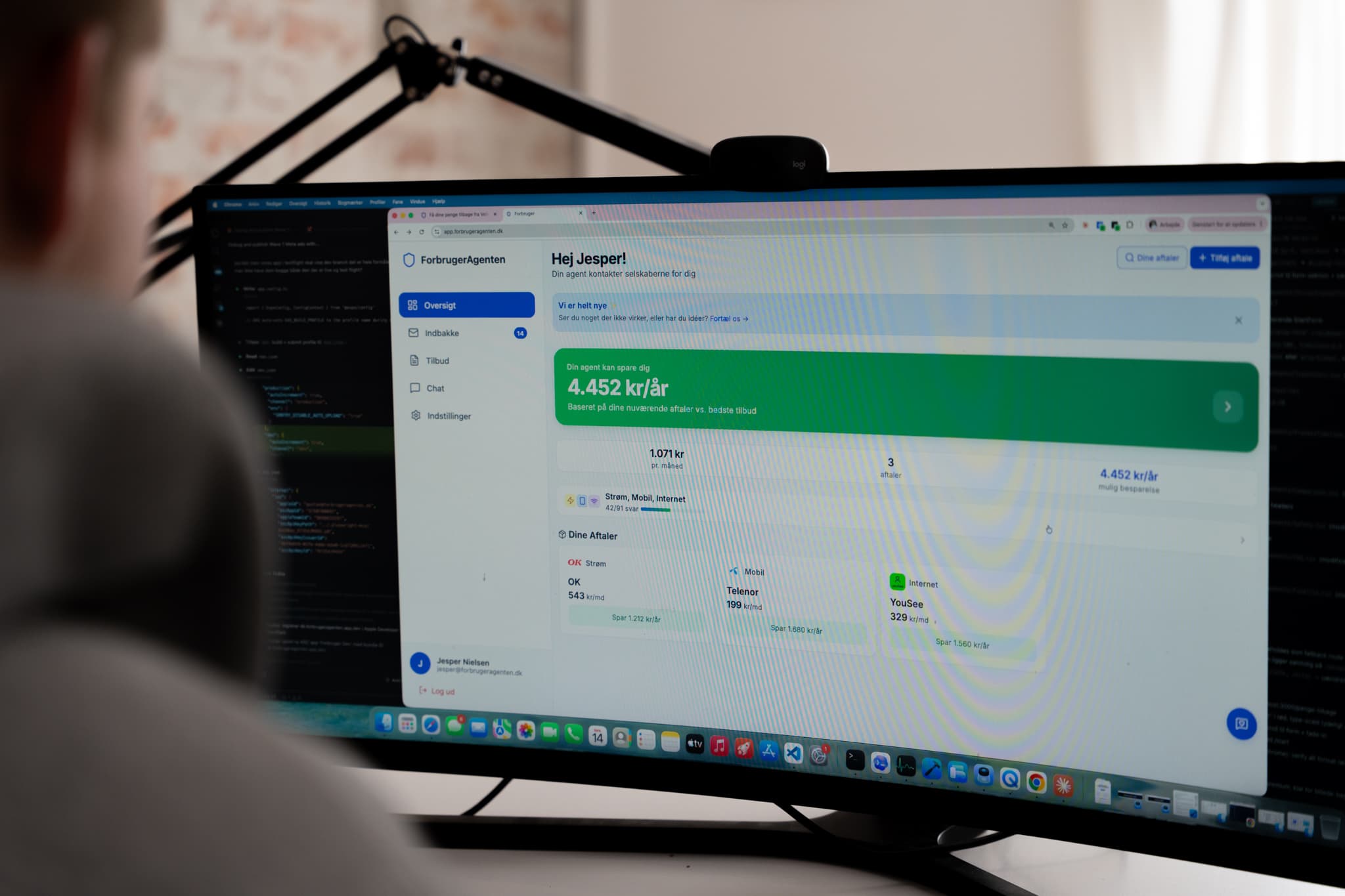 App-dashboard på monitor