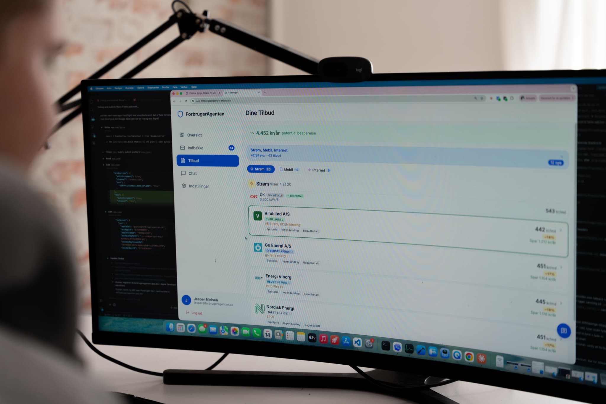 App-tilbud på monitor